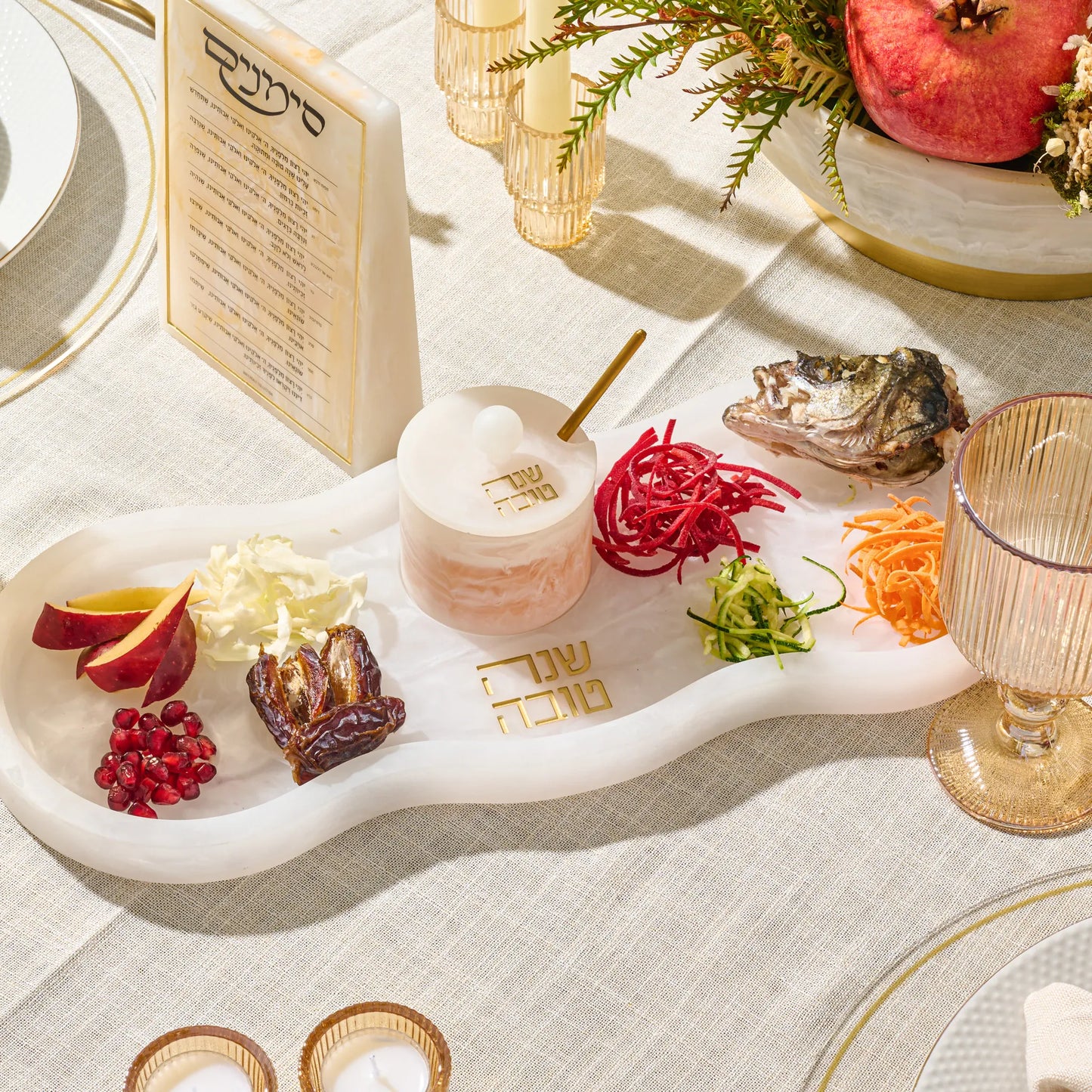 Rosh Hashanah Curve Resin Simanim Tray