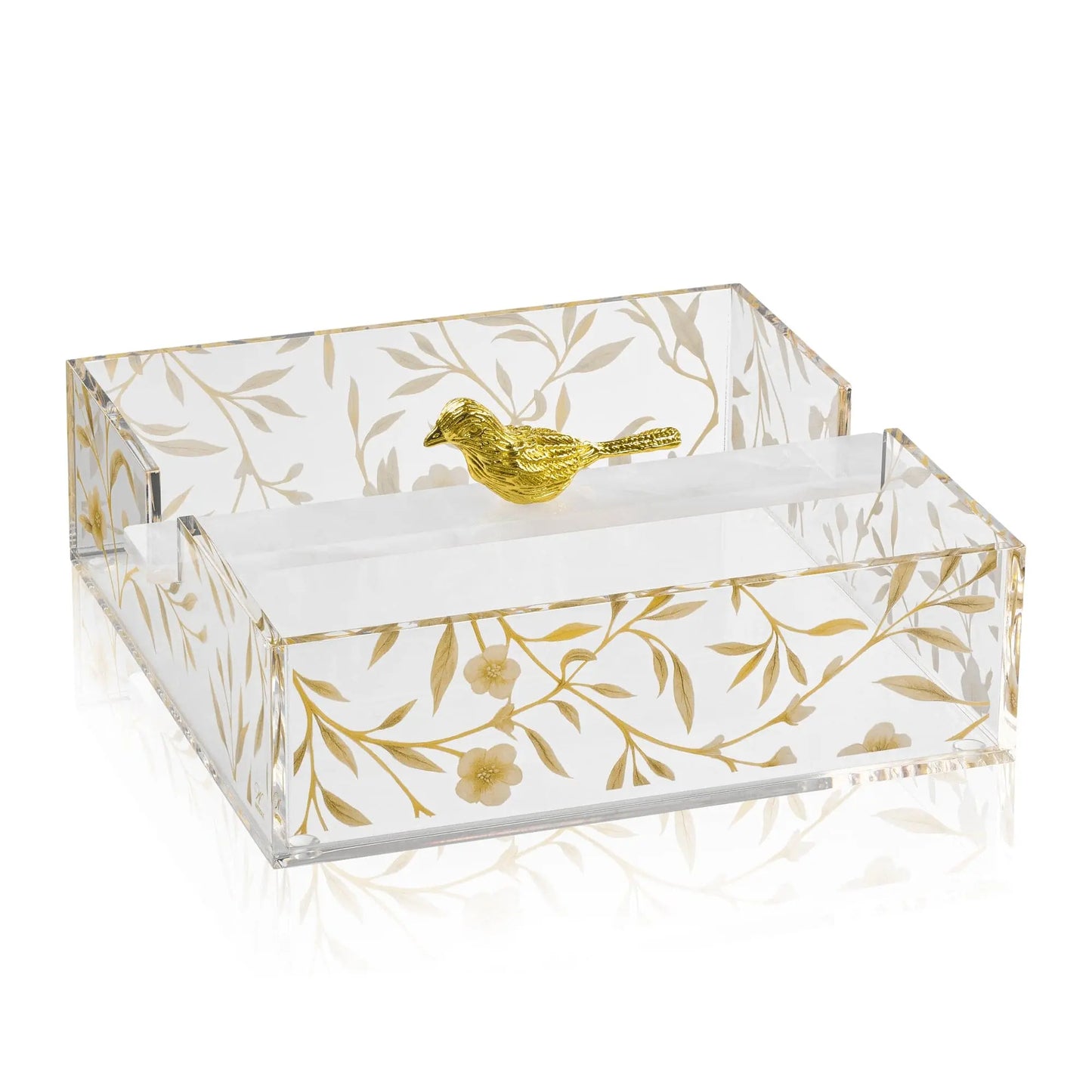 Square Floral Bird Napkin Holder
